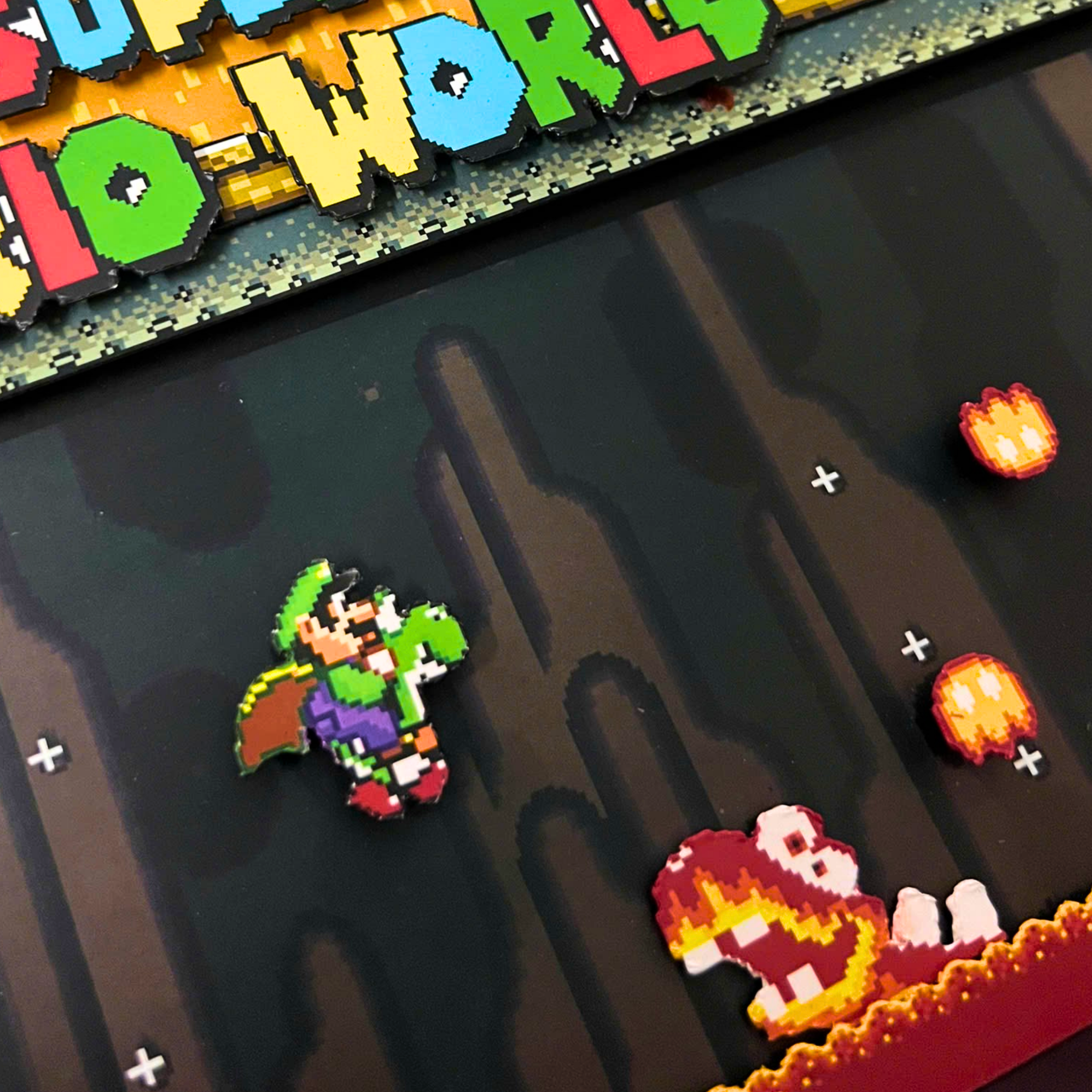 3D Shadow Box Game Super Mario World 45x33 Cm | Retro Shadow Box Art About Game | Shadow Box Game Decor | Gaming Shadow Box Art
