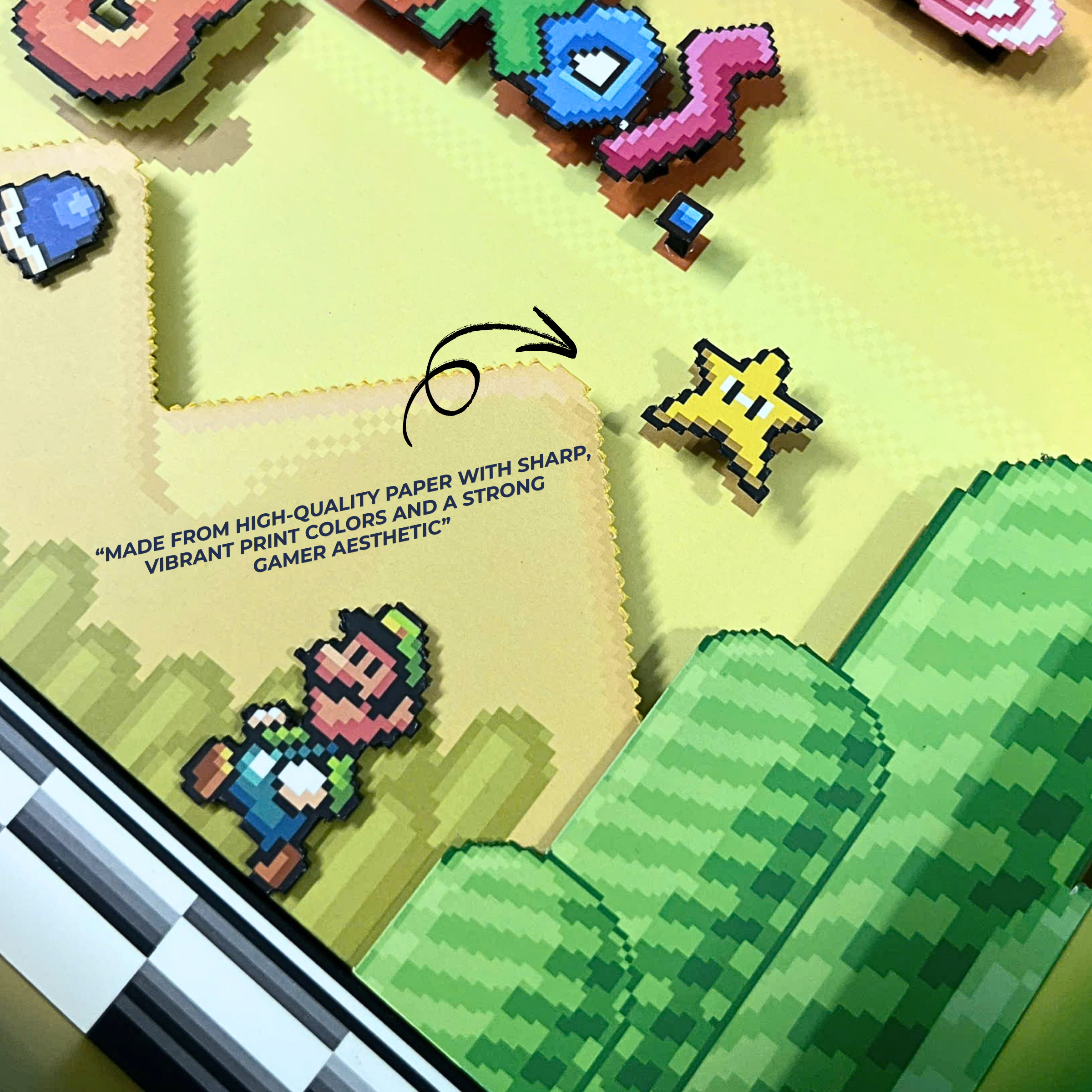 3D Shadow Box Game Super Mario Bros 45x33 Cm | Retro Shadow Box Art About Game | Shadow Box Game Decor | Gaming Shadow Box Art