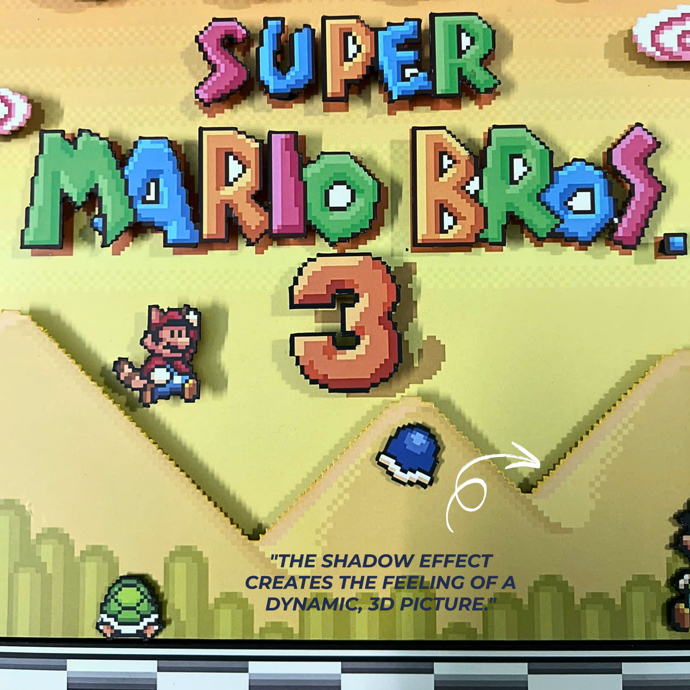 3D Shadow Box Game Super Mario Bros 45x33 Cm | Retro Shadow Box Art About Game | Shadow Box Game Decor | Gaming Shadow Box Art