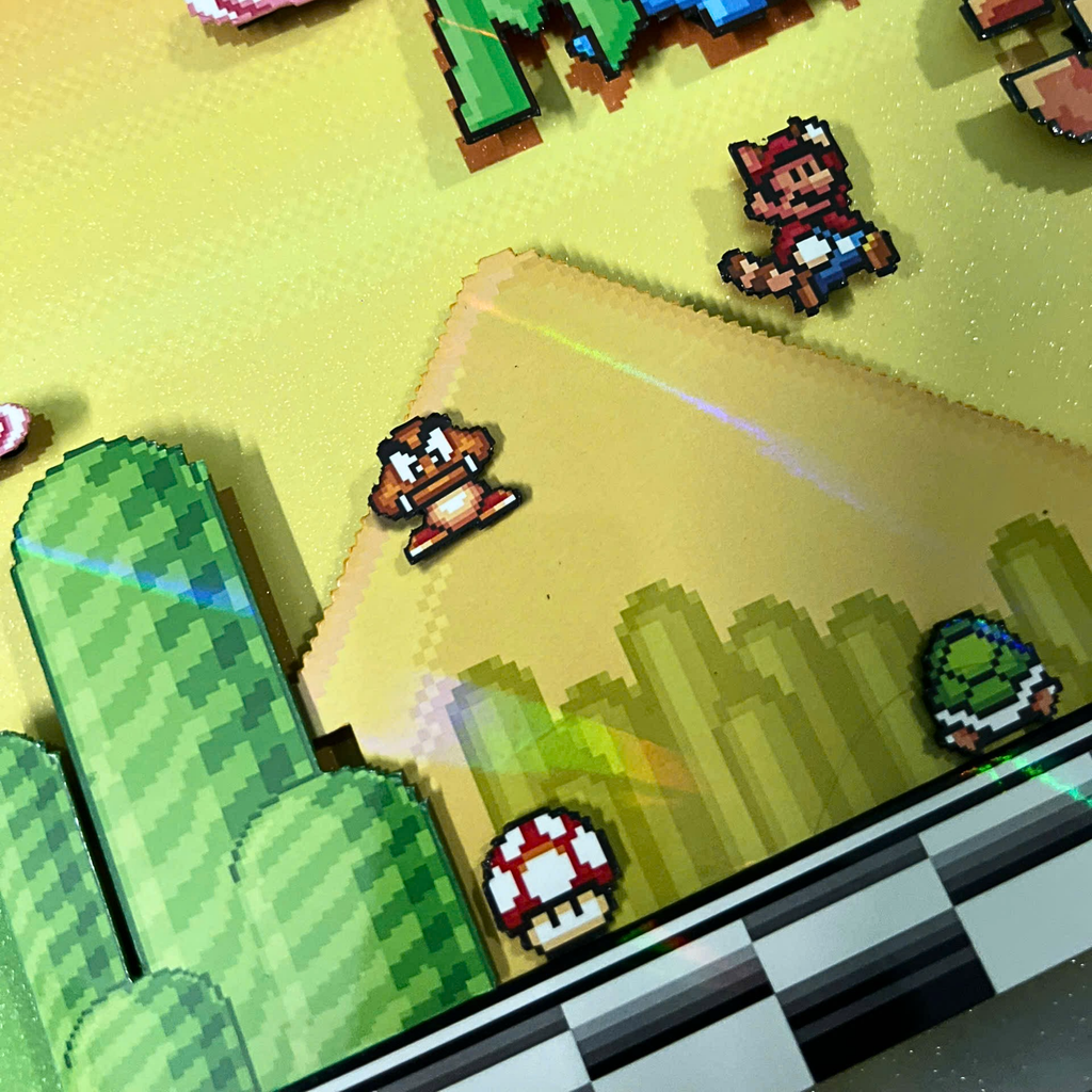 3D Shadow Box Game Super Mario Bros 45x33 Cm | Retro Shadow Box Art About Game | Shadow Box Game Decor | Gaming Shadow Box Art