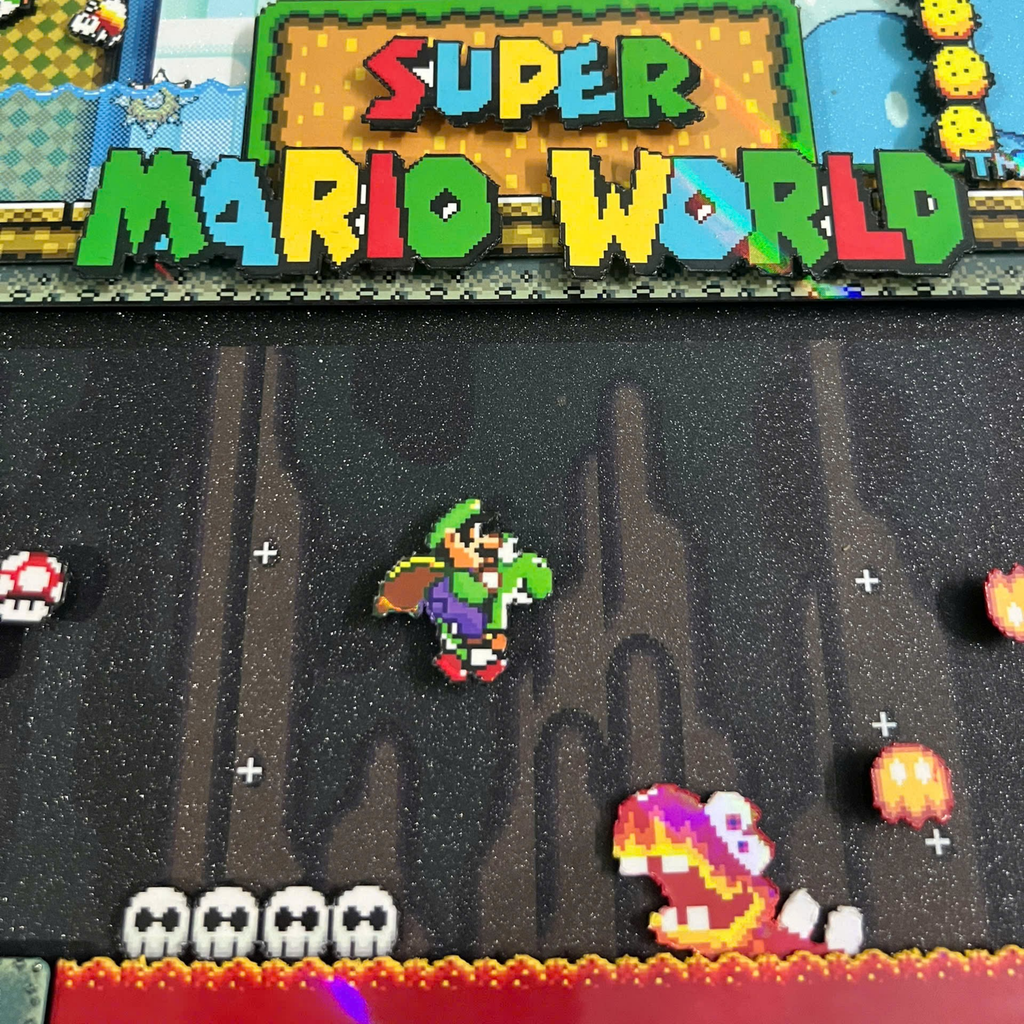 3D Shadow Box Game Super Mario World 45x33 Cm | Retro Shadow Box Art About Game | Shadow Box Game Decor | Gaming Shadow Box Art