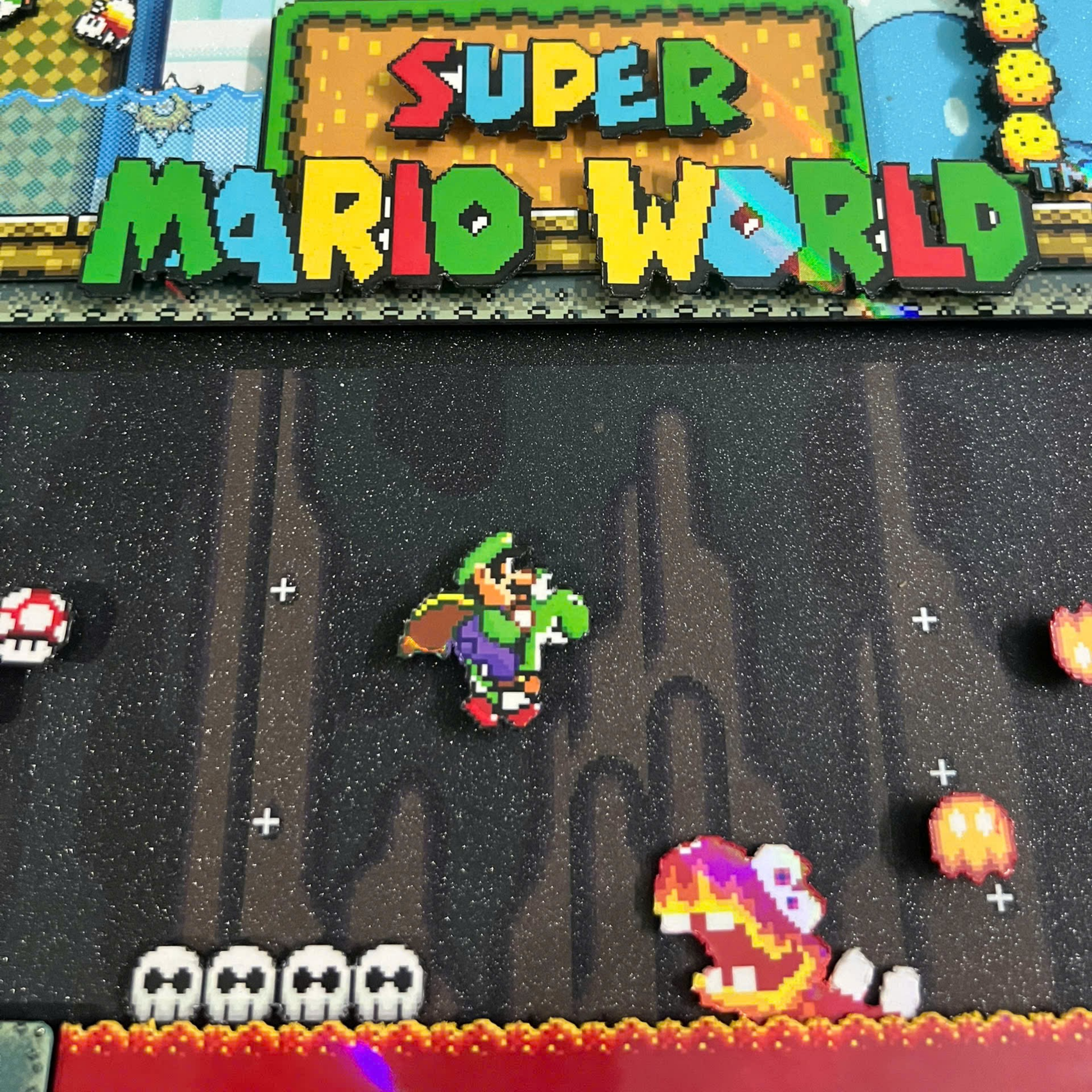 3D Shadow Box Game Super Mario World 45x33 Cm | Retro Shadow Box Art About Game | Shadow Box Game Decor | Gaming Shadow Box Art