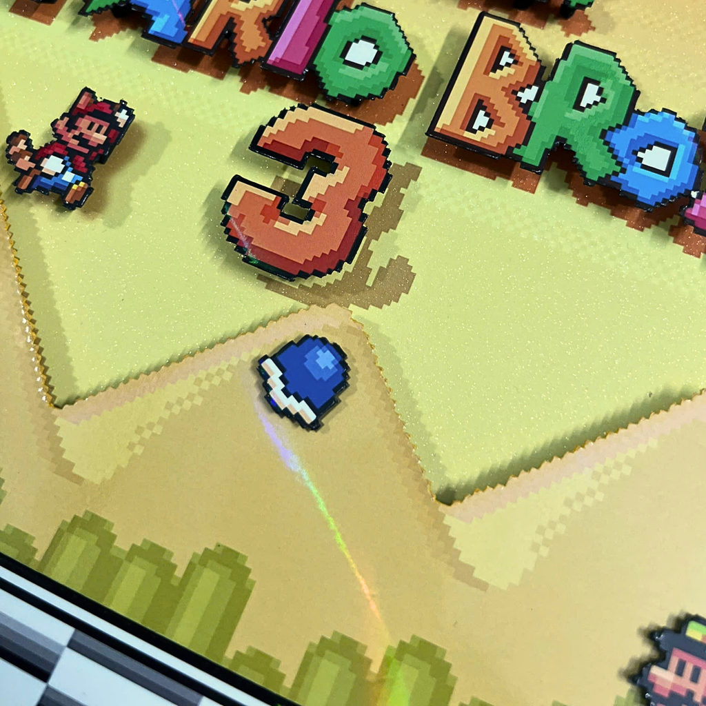 3D Shadow Box Game Super Mario Bros 45x33 Cm | Retro Shadow Box Art About Game | Shadow Box Game Decor | Gaming Shadow Box Art