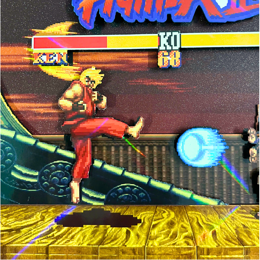3D Shadow Box Game Street Fighter 2 45x33 Cm | Retro Shadow Box Art About Game | Shadow Box Game Decor | Gaming Shadow Box Art