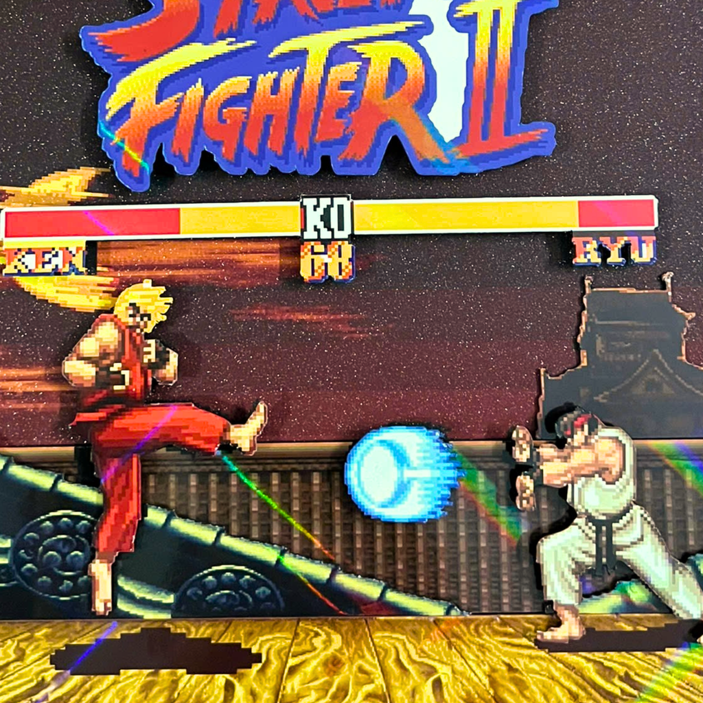3D Shadow Box Game Street Fighter 2 45x33 Cm | Retro Shadow Box Art About Game | Shadow Box Game Decor | Gaming Shadow Box Art